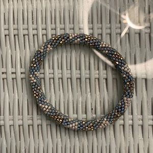 Blue and white and silver bracelet